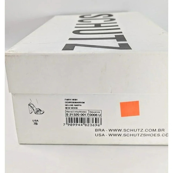 Schutz Fairy High Women's Slip On Strappy Heel Sandals Brown Size 7 (MSRP $128) - Picture 7 of 7